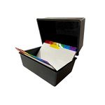 Indigo® Office Index Record Card Box Filing Box with Coloured Guide Record Cards - Black (8" x 5")