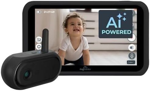 Tiny Traveler Ai Smart Wireless Baby Car Monitor (TT006B) - AI-Powered Safety Alerts: Cry/Laugh/Stand Detection, Virtual Fense, Long Range 1000ft Night Vision Lullabies Night Light - Black