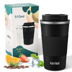 KETIEE Travel Coffee Mug 17oz: Insulated Coffee Cup with Leakproof Lid, Coffee Tumbler, Reusable Coffee Cups with Seal Lid, Vacuum Stainless Steel Coffee Mug to Go for Hot/Ice Coffee Tea (Black)