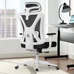 KERDOM Office Desk Chair,Ergonomic Swivel Chair with Adjustable Headrest and Lumbar Support,High Back Mesh Computer Chair with 130° rocking Lock for Home Office White