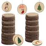 Kurtzy Natural Unfinished Wood Slices (50 Pack) - 3-5cm/1.18-1.97 inches Diameter - Wooden Log Circles with Bark and No Hole - for DIY Arts and Crafts, Christmas Ornaments and Wedding Decorations