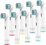 Replacement Toothbrush Heads Compatible with Oral-B Braun,8 Pack Professional Electric Brush Heads for Oral B Replacement Heads Refill Pro 500/1000/1500/3000/3757/5000/7000/7500/8000