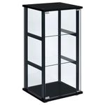 Coaster Home Furnishings Glass Curio Cabinet, Wood, Black and Clear, 33.5"-3 Shelf