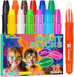 nsxsu 12 Colors Face Paint for Kids, Washable Tempera Paint Sticks for Toddlers and Students, Quick Drying Body Paint for Birthday Makeup Party Supplies, Mess Free Kids Girls Boys Face Painting Kits