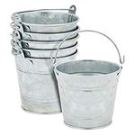 6 Pack Small Galvanized Metal Bucke