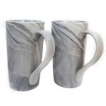 20 OZ Large Coffee Mugs,Marble Ceramic Tall Coffee Mug Set of 2, Extra Large Coffee Mug with Handle Big Porcelain Tea Cups for Men Women Gifts, Grey