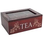 Cottage Garden Tea Cherry Woodgrain 9 x 6.25 Pine Wood Tea Storage Chest