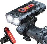 BurningSun Bike Light Set 5 Mode 1000 Lumens Super Bright 360 Degree Rotatable IP65 Waterproof USB Rechargeable Bicycle Headlight Front and Taillight Rear Back Light Cycling Riding Lamp LED Flashlight