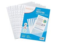 WHNOATOC 300 Micron Sheet Protectors, Plastic Clear Folder Leafs Document Sleeves, Heavyweight Non-Glare, Reinforced 11-Hole, Acid-Free, Archival Safe for Documents and Photos (A-4 Size) (Pack of 75)