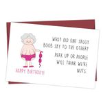 Rude Birthday Cards for Women-Funny Birthday Card with Envelope for Older Women-Humorous Birthday Cards for Female Friend Sister Wife Mum Auntie Bestie(Saggy boob)