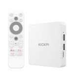 KICKPI KP1 Android TV Box 2025 Google Certified 4K Streaming Device with Voice Search 2GB RAM 32GB ROM, Dolby Audio, Bluetooth 5.0 Chromecast Built-in, Smart Home Control (White)