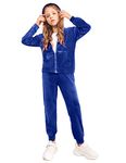 Arshiner 2 Piece Outfits for Girls Velour Tracksuit Hoodie and Jogger Set Sweatsuit Athletic Clothes Sets, Royal Blue, 5-6 Years