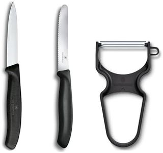 Victorinox Swiss Classic Set Cuchillos Mondadores de Cocina con Pelador, 3 Piezas, Acero Inoxidable, Apto Para Lavavajillas, Negro