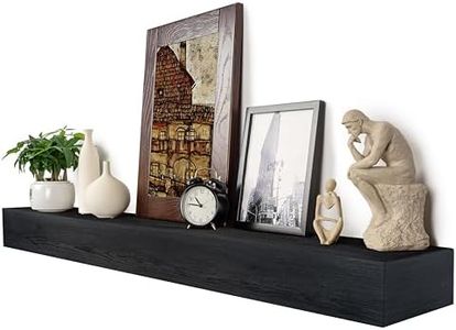 XWNE Fireplace Mantel,72 inch Rustic Wood Floating Mantel Shelves for Electric Fireplaces,Solid Wood Farmhouse Mantle for Over Fireplace (Black, 72x8x6)