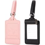 Arae Luggage Tags for Suitcase Handbags Backpacks, PU Leather Baggage Tag with ID Label and Full Privacy Protection Travel Set Accessories - 2 Packs (Mixed)