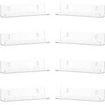 8 Pack Vinyl Record Shelf Wall Mount, 7" Vinyl Holder for Album Record Storage & Display, Clear Acrylic Floating Shelves for Wall Decor, Kids Bookshelf, Magazine Rack, Picture Ledge