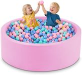 Aunekiv 47.2" x 15.7" Foam Ball Pit for Toddlers, Baby Round Balls Pool for Babies 1-3, Kids Play Ball Pits Ideal Gift for Boys and Girls, Balls Not Included, Pink