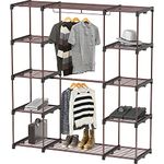 SimpleHouseware Garment Racks with Portable Standing Shelf Units for Closet Clothes, Bronze
