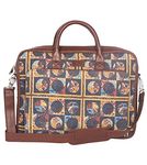 ZOUK Laptop Bag for Women - Handmade Bag for 15.6 inch Laptop, Macbook - Vegan Leather Office Bags with Detachable Shoulder Strap - Perfect Handbag for Ladies - African Art