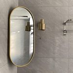 Swivel Corner Wall Mirror, Oval Bathroom Mirror, 30X50cm,35X60cm,40X80cm,40X90cm Decorative Mirror With Frame, Makeup Mirror, Aluminum Frame, HD, Explosion Proof, Black, Gold, White ( Color : Gold , S