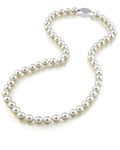 THE PEARL SOURCE 14K Gold 6.5-7.0mm Round Genuine White Japanese Akoya Saltwater Cultured Pearl Necklace in 20" Matinee Length for Women