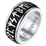 FaithHeart Personalized Custom Large Rings for Men Size 14 Stainless Steel Norse Viking Rune Protective Thumb Ring, Stree Relieving Fidget Pinky Finger Charms