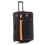 ATX Luggage 29" Large Suitcase Expandable Super Lightweight Durable Softshell Luggage with 2 Wheels & Built-in 3 Digit Combination Lock (Black/Orange, 120 Liters)