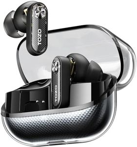 TOZO New Crystal Pods Hybrid Active Noise Cancelling Wireless Earbuds, 4 Mics ENC AI Clear Calls, Crystal Case Waterproof Headset, Bluetooth 5.4 in Ear Headphones Stereo Bass 32 EQs Via App, Upgrade
