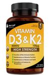 Vitamin D3 K2 - Vitamin D3 4000iu & Vitamin K2 100ug (MK7) 4 Months Supply, Supports Immunity, Calcium Absorption and Bone Health, Non-GMO, UK Made by New Leaf 365 Micro Small Vegetarian Tablets,