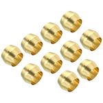 PATIKIL 1/4 Inch Tube OD Brass Compression Sleeves Ferrules, 25 Pack Brass Ferrule Fitting Brass Compression Fitting Assortment Kit for Air Water Gas Pipe