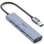 TSUPY USB Hub 3.0,USB Extender USB Splitter 4 ports Aluminium USB 3.0 Hub for PC, laptop, MacBook, PS4/PS5, Xbox etc.