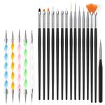 URAQT Nail Art Brushes Set, 15pcs Acrylic Nail Brush Painting Pen and 5pcs Nail Dotting Tools, Nail Pen Designer Nail Art Painting Kit for Diy & Professional Use, Black