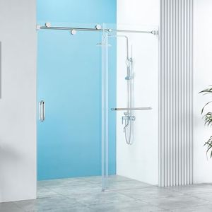 YTTSOYTS 56-60" W x 76" H Frameless Sliding Shower Door, Frameless Shower Door, Shower Glass Door with 5/16" (8mm) Clear SGCC Tempered Glass, Stainless Steel Hardware O01 (Chrome)