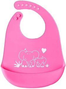 BabyGo Baby Silicone bibs | Baby Bib for Feeding & Weaning Babies & Toddlers | Waterproof, Washable & Reusable|Non Messy Easy Cleaning, Adjustable Neckline with Buttons (Pink)