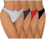 Pepperika Women Stretchable Cotton Low Rise G-String Sexy Thong Panty No Panty Lines Under Fitted Outfits Bikini Style Underwear (Size L Pack of 4) (Colors and Prints May Vary) Multicolour