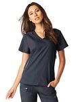 KOI Lite Women's Philosophy 316 Mock Wrap Side Zipper Scrub Top- Charcoal- Medium