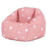 icon Star Print Kids Bean Bag, Pink, Kids Bean Bag Chair with Filling Included for Girls and Boys, Childs Chair, Beanbags for Children, Nursery Décor, Playroom Décor, Bedroom Accessories