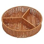 Cabilock 3- Section Wicker Baskets for Shelves Handmade Wicker Woven Bread Storage Basket Restaurant Fruit Vegetables Food Serving Display Basket