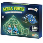 KiddyPlay Mega Forts - 130 Piece Fort Building Kit For Kids - Glow in the Dark DIY Den Making Kit - Build a Fort Den Building Kit