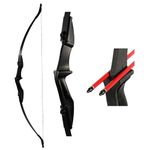 TOPARCHERY Archery 57" Takedown Youth Recurve Bow Black Long Bow Outdoor Game for Beginner Right Left Hand Black - Draw Weight 20lbs