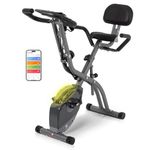 Folding Exercise Bike with Train App, Upright and Recumbent Foldable Stationary Bike is The Perfect Workout Bike for Home Use for Men, Women (Grey with Bluetooth)