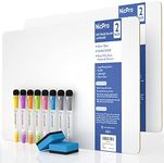 Nicpro 2 Pack Dry Erase Mini Whiteboard A3, 30 x 42 cm Double Sided Lapboard Bulk with 8 Water-Based Pens 2 Eraser Learning Small White Board Portable Drawing Writing for Kid Student and Classroom Use