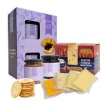 Festive Cheese Hamper Selection Gift - Ilchester 4 x 100g Assorted Cheese Box & 2 x 190g Cheeseboard Chutneys Crackers Selection Box Christmas with Card. Christmas Gifts for Him or Her