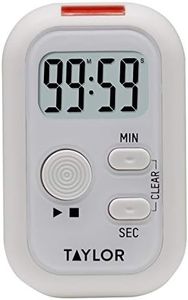 Taylor Precision Products Multi-Alert (Sound, Light, Vibration) Digital Timer, Standard, White