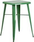 Flash Furniture Aaron Commercial Grade 23.75" Square Green Metal Indoor-Outdoor Bar Height Table