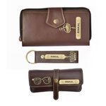 Your Gift Studio Personalized Lady Wallet, Eyewear Case & Keychain with Name & Charms | Gift Items for Women | Gift for Mom Birthday (Brown)