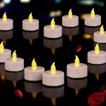 Flameless LED Tea Lights Candles, Battery Operated Flickering Fake Candles Bulk, 50 Pack Electric Votive Tealights Long Lasting 200H+ Bright Warm Yellow Lamp for Seasonal and Festive Decoration