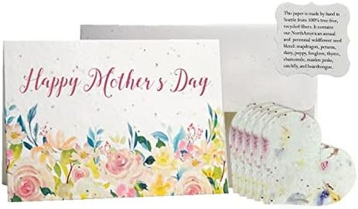 Seed Bloom Mother's Day Card Handmade Plantable Seed Paper Embedded with Wildflower Seeds, Personalized Stationary Cards with Envelopes and Seed Cards Plantable Hearts, Happy Mother's Day Gift