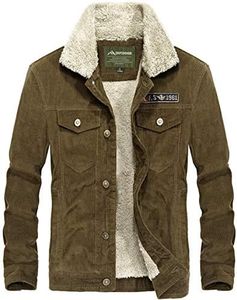 Flygo Men's Casual Slim Fit Jacket Sherpa Fleece Lined Warm Jackets Coat (Coffee, X-Small)