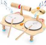 Wooden Musical Toy Toddler Drum Set Kids Musical Instruments 6 in 1 Baby Toys Music Percussion Instruments Age 3-5 Boys and Girls Birthday Gifts Present Learning Toys for Children 6 7 Years Old